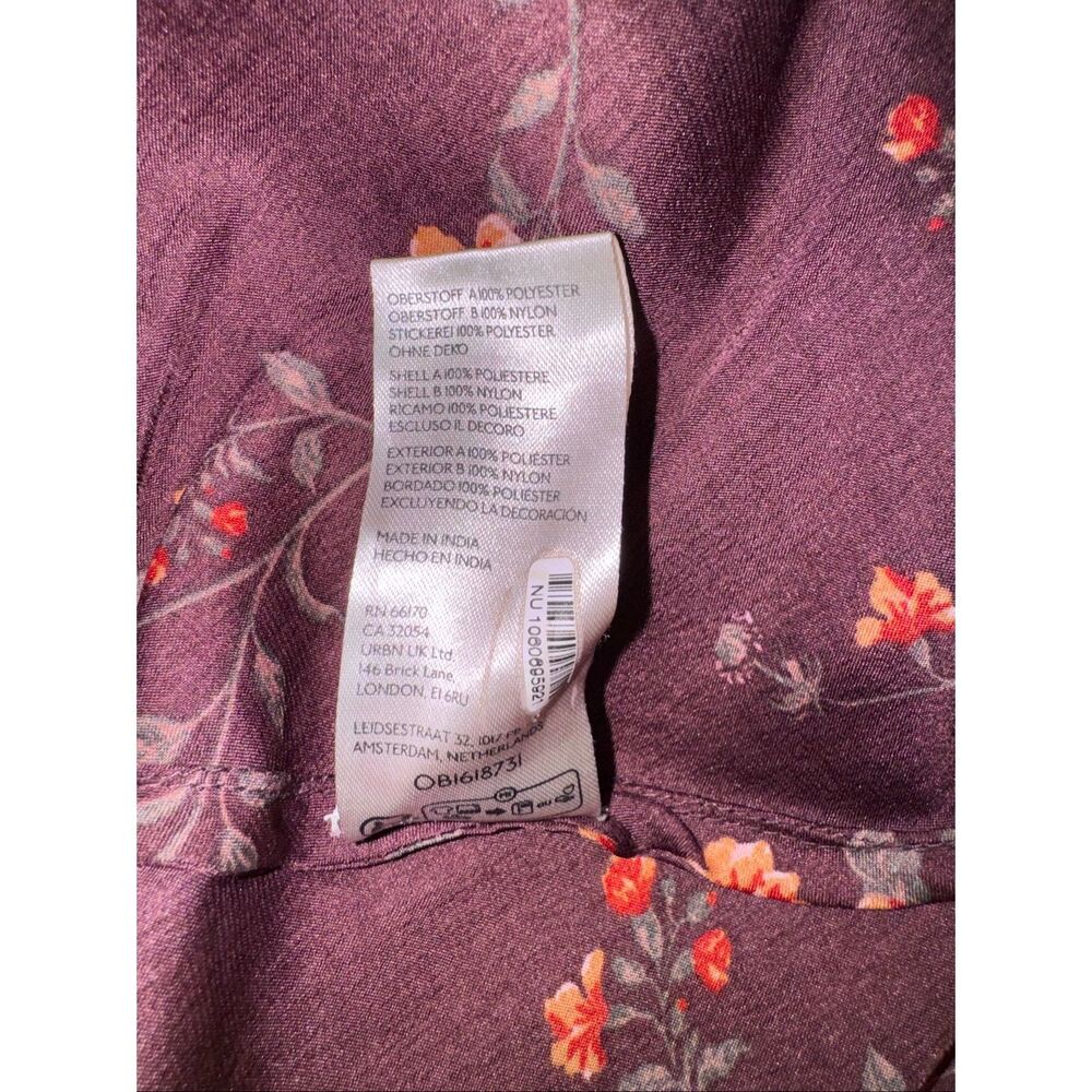 Free People Sz L Butterfly Babe Maxi Dress Floral Satin Lace Cutout Burgundy Pur - Picture 12 of 15